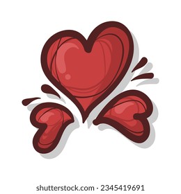 Red heart doodle editable background free vector image