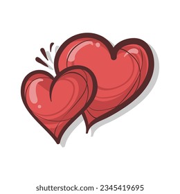 Red heart doodle editable background free vector image