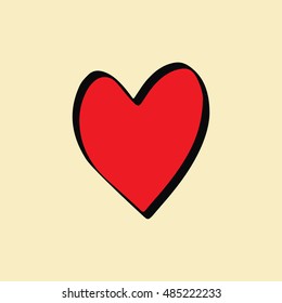 Red heart doodle hand drawing, Vector illustration.