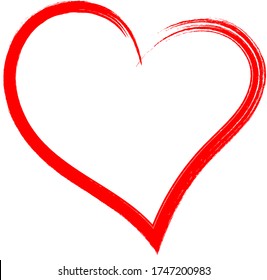 Red heart - doodle style outline for romantic valentines day greeting card. Vector graphic for web design, beautiful icon for cover.