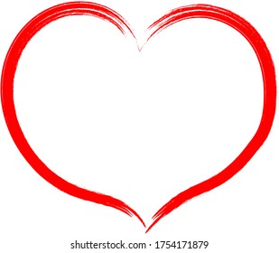 Red heart - doodle style outline for romantic valentines day greeting card. Vector graphic for web design, beautiful icon for cover.