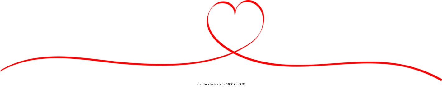 Red heart - doodle style outline for romantic valentines day greeting card. Vector graphic for web design, beautiful icon for cover.