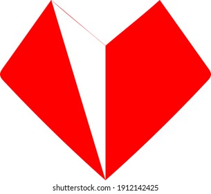 Red heart - doodle style outline for romantic valentines day greeting card. Vector graphic for web design, beautiful icon for cover.