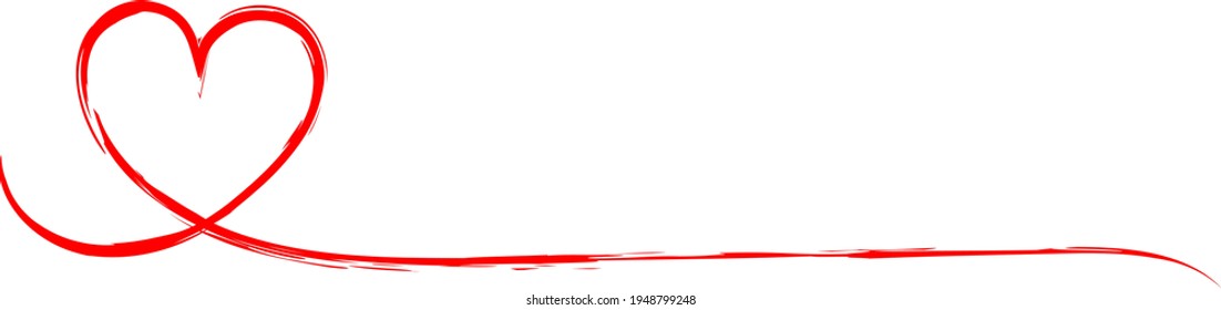 Red heart - doodle style outline for romantic valentines day greeting card. Vector graphic for web design, beautiful icon for cover.