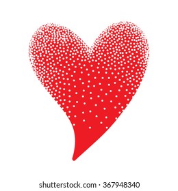 Red heart with dots detail in vector 