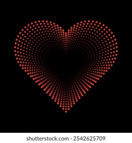 Red heart dotted vector clipart - love romantic exploding heart shape halftone dots burst illustration