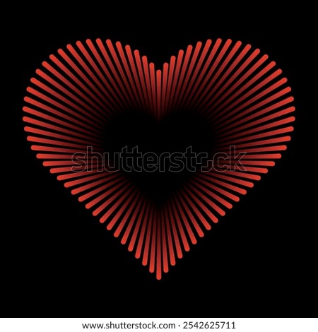 Red heart dotted vector clipart - love romantic exploding heart shape halftone dots burst illustration