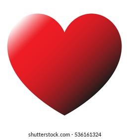Red heart with double gradient white on top and black below .Vector eps 10