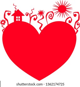 red heart drawing heart gift greeting card