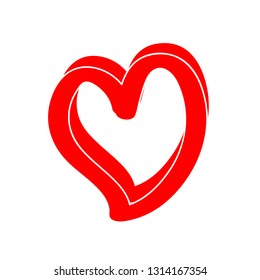Red Heart Drawing Vector Illustration - Icon / Valentines Day - Love