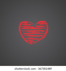 Red heart drawn in chalk.