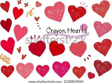 Red Heart drawn with crayons icon frame Illustration set