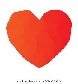 Red heart drawn in triangulation style type stone.Vector eps 10.