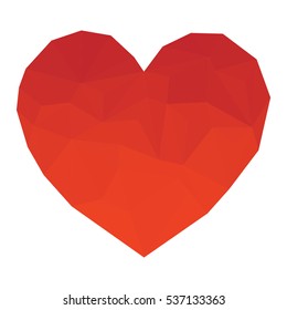 Red heart drawn in triangulation style.Vector eps 10