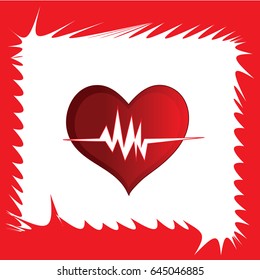 Red heart with ekg