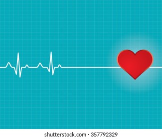 Red heart with ekg  - medical design.vector