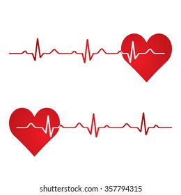 Red Heart With Ekg On White - Medical Design.vector