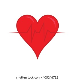 Red heart with ekg on white - medical design