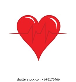 Red heart with ekg vector
