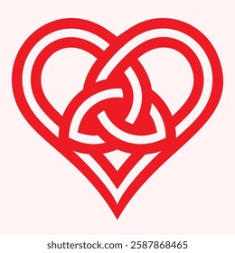 Red heart embellished with a Celtic knot design at its center. The intricate intertwining loops symbolize interconnectedness and unity, radiating sentiments of love and togetherness.