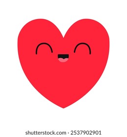 Icono de emoji de corazón rojo. Corazón con ojos. Cara de la risa de la cabeza. Feliz día de San Valentín. Personaje de bebé divertido de dibujos animados Kawaii. Símbolo de signo de amor. Tarjeta de felicitación. Diseño plano. El fondo blanco. Vector