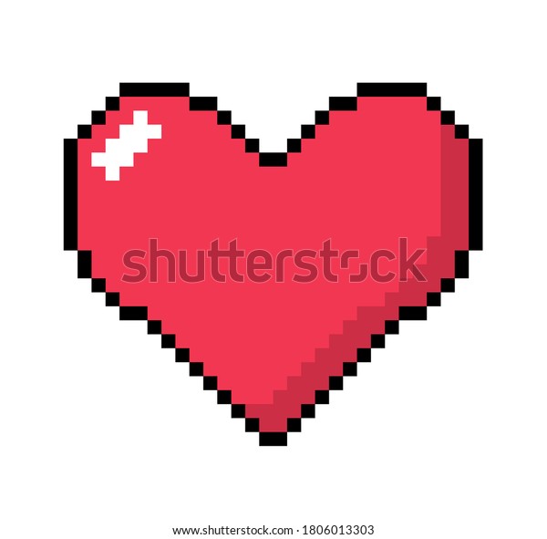 Red Heart Emoticon Symbol Pixel Art Stock Vector (Royalty Free ...