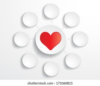 red heart with empty frames