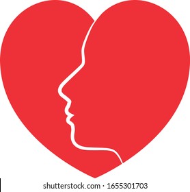 Red heart face logo vector