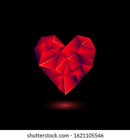 
red heart with faces on a black background