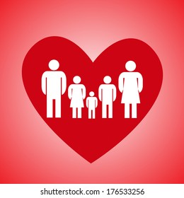 Red heart and family