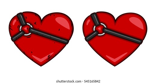 Red heart with fashion harness. 