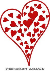 A red heart filled with lots of little red hearts
