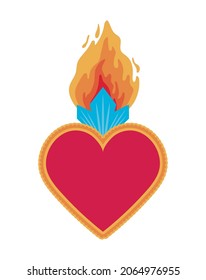corazón rojo con corona de fuego