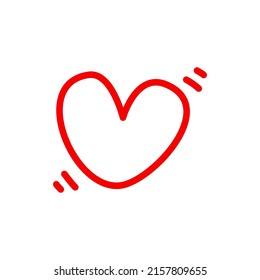 red heart flat design icon on white background  heart icon vector illustration