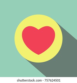 Red heart flat design icon. vector