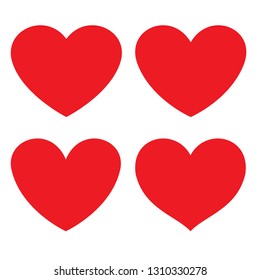 Red heart flat icon. different shapes. Vector illustration