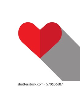 red heart flat icon on white on background