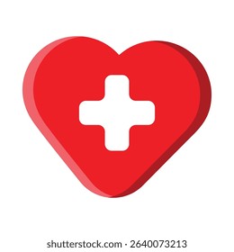 Red heart flat icon in simple theme