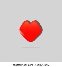 Red Heart flat icon. Valentine heart. Love heart. 