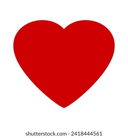 Red heart flat icon. Valentines day, symbol of love. Decorative design element for wedding card, invitation. Vector illustration isolated on white background.