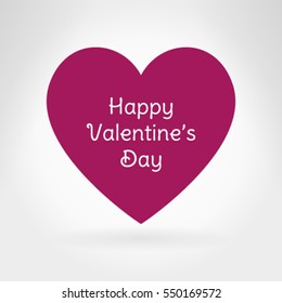 Red heart flat icon. Valentine's Day decoration. Vector illustration.