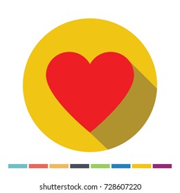 Red heart flat web icon. Vector illustration.
