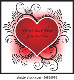 Red Heart in floral background