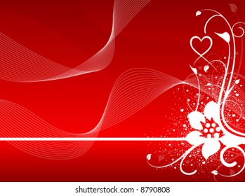 Red heart floral background