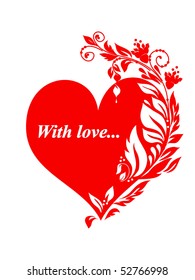 red heart with floral element