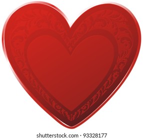 red heart, floral ornate pattern decorated