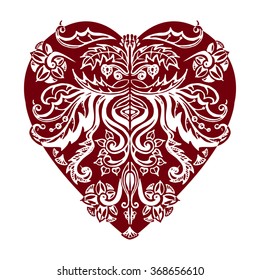 Red heart with floral pattern