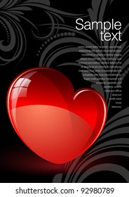 red heart in the flower background