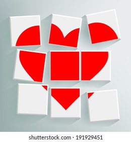 red heart folded cubes