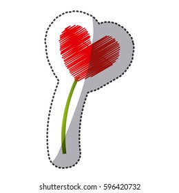 red heart in form of plant icon, vector illustraction design